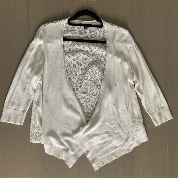 American Eagle Ivory Lace Back Cardigan - Picture 1 of 3